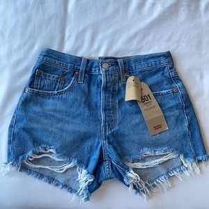 Levi 501 high rise cut off shorts